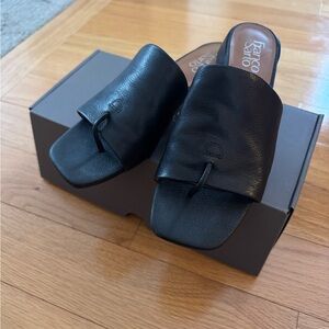 Franco Sarto Black Leather Slide Sandals